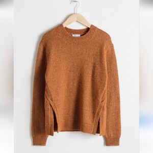 & OTHER STORIES | Cable Slit Sweater Brown Alpaca Wool Sz XS